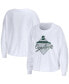 Фото #1 товара Women's White Michigan State Spartans Diamond Long Sleeve Cropped T-shirt