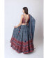 ფოტო #4 პროდუქტის Women's Blue and Red Bandhani and Ajrakh Print Lehenga Choli