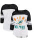 ფოტო #2 პროდუქტის Women's White, Black Miami Dolphins First Team Three-Quarter Sleeve Mesh T-shirt