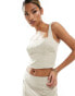 Kaiia tailored square neck structured top co-ord in beige