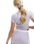 Фото #4 товара ASOS DESIGN mix & match fitted pyjama tee with picot trim and scrunchie in lilac