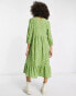 Фото #2 товара Glamorous long sleeve maxi smock dress in green white floral