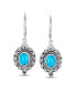 ფოტო #2 პროდუქტის Western Style Oval Filigree Blue Natural Stabilized Turquoise Lever Back Dangle Drop Earrings For Women Oxidized Sterling Silver