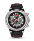 Men's Quartz Black Genuine Leather Silicone Watch 49mm