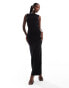 Фото #3 товара ASOS DESIGN asymmetric high neck midi dress with cross open back in black