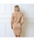 Фото #27 товара Women's Long Sleeve Wide Collar Belted Sweater Dress