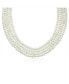 ფოტო #2 პროდუქტის Antique Art Deco Style Wide Statement Bridal Four Multi Strand White Freshwater Cultured Pearl Necklace For Women Floral Clasp Silver Plated Brass