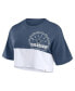 Фото #2 товара Women's Navy/White Dallas Cowboys Boxy Color Split Cropped T-Shirt