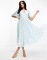 Beauut Bridesmaid tulle midi dress with flutter sleeve in icey blue