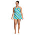 Фото #12 товара Plus Size High Neck Swim Dress One Piece Swimsuit Adjustable Straps