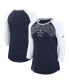 Women's Navy, White Dallas Cowboys Knockout Arch Raglan Tri-Blend 3/4-Sleeve T-shirt