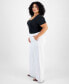 Фото #2 товара Trendy Plus Size High-Rise Wide-Leg Ponté-Knit Pants, Created for Macy's