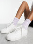 London Rebel panelled lace up trainers in white