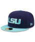 ფოტო #2 პროდუქტის Men's Navy, Light Blue LSU Tigers 59FIFTY Fitted Hat