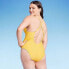 Фото #3 товара Women's Plunge Hardware Trim Cheeky One Piece Swimsuit - Shade & Shore Yellow XL