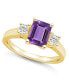 Amethyst and Diamond Ring (1-5/8 ct.t.w and 1/4 ct.t.w) 14K Yellow Gold