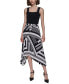 ფოტო #6 პროდუქტის Women's Printed Pleated Pull-On Asymmetrical-Hem Midi Skirt
