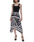 Women's Printed Pleated Pull-On Asymmetrical-Hem Midi Skirt