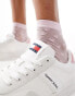 Tommy Jeans court trainers in white and pink