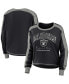 ფოტო #1 პროდუქტის Women's Black, Silver Las Vegas Raiders Color Block Modest Crop Long Sleeve T-shirt