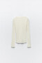 Ribbed semi-sheer slub knit t-shirt