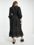 Фото #2 товара Reclaimed Vintage long sleeve maxi dress with lace trim