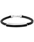 ფოტო #1 პროდუქტის EFFY® Men's Black Spinel Leather Cord Bracelet (1-1/3 ct. t.w.) Sterling Silver