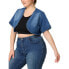 Фото #3 товара Agnes Orinda Plus Size Denim Cardigan for Women Casual Crop Jackets Short Sleeve