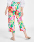 Фото #2 товара Petite 100% Linen Pull On Printed Cropped Pants, Created for Macy's