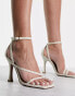 Фото #1 товара ASOS DESIGN Nelly asymmetric high heeled sandals In natural linen