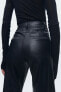 Zw navy straight-leg high-waist faux leather trousers