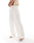 Фото #3 товара ASOS DESIGN Petite high waist seam detail trousers with linen in white