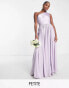 Фото #1 товара Anaya Petite – Bridesmaid – Satin-Brautjungfernkleid in Flieder mit One-Shoulder-Träger und hohem Schlitz