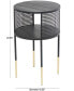 Фото #6 товара 17" x 17" x 21" Metal Geometric Open Grid Frame 1 Shelf Gold-Tone Legs Accent Table