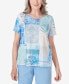 ფოტო #1 პროდუქტის Petite Hyannisport Patchwork Leaf and Lace T-Shirt