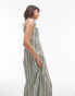 Topshop ruched neck maxi dress in green stripe