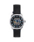 ფოტო #1 პროდუქტის Men Weston Automatic Skeletonized Leather Strap Watch - Silver/Black