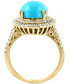 ფოტო #4 პროდუქტის EFFY® Turquoise & Diamond (1 ct. t.w.) Oval Halo Ring in 14k Gold