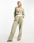 4th & Reckless cropped blazer co-ord in khaki