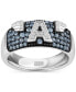 Фото #1 товара Men's Swiss Blue Topaz (3/4 ct. t.w.) & Diamond (1/10 ct. t.w.) Captain America Ring in Sterling Silver