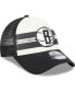 Men's Brooklyn Nets Black Stripes 9FORTY Trucker Snapback Hat