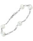 Cultured Freshwater Potato Pearl (6 - 6-1/2mm) Station Figaro Link Bracelet in Sterling Silver