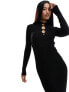 Фото #1 товара Mango button front knitted midi dress in black