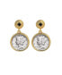 17091 Mercury Dime Coin Goldtone Art Decor Earrings with Black Stone, Gold