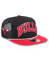 Men's Black/Red Chicago Bulls Throwback Team Arch Golfer Snapback Hat