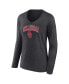 ფოტო #2 პროდუქტის Women's Heather Charcoal Oklahoma Sooners Evergreen Campus Long Sleeve V-Neck T-shirt