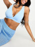 Peek & Beau Fuller Bust Exclusive mix & match scallop plunge long line bikini top in pastel blue 75E - фото #1