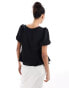 ASOS DESIGN multi-functional puff sleeve blouse in black