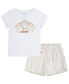 ფოტო #1 პროდუქტის Toddler Girls Shell T-shirt and Frilly Shorts Set
