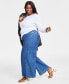 ფოტო #2 პროდუქტის Plus Size High-Rise Wide-Leg Jeans, Created for Macy's